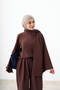 Women's Shawl Detail Asymmetrical Cut Set Brown - 3