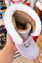 Girl's Gray Fur Snow Boots – Children's Velcro Winter Boots - 3
