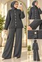 Women's Lavin Hakim Collar Knitwear Pantsuit Gray
