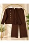 Women's Lavin Hakim Collar Knitwear Trouser Suit Brown - 2