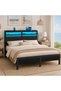 160cm Bed Frame with LED Headboard, Upholstered Metal Platform Bed - 6