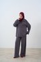 Women's Shirt Collar Ribbed Suit Gray - 2