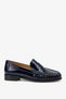 Women's Genuine Leather Loafer Shoes Maasy Navy Blue Patent Leather
