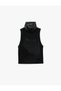 Loose Cut Sleeveless High Neck Velvet Glitter Blouse