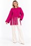 Women's Soft Textured Crew Neck Long Sleeve Tasseled Oversize Knitwear Sweater