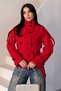 Zr Women's Stand Collar Belted Short Lined Comfortable Fit Red Cashmere Coat