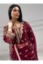Maroon Faux Georgette Salwar Kameez Dupatta - HRT5926 | Maroon-Size:5XL-50-Inches - 3