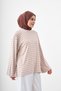 Women's Crew Neck Thick Striped Long Sleeve T-Shirt Mink - 4