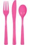 18 Assorted Hot Pink Cutlery