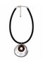 Ring Shaped Silver Leather Cord Necklace