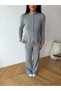 Coated Buttoned Peplum Knitwear Set - 3