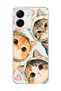 Redmi 13C Compatible Three Cats Heart Printed Transparent Phone Case with Scarf