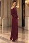 Women's Long Sleeve Madonna Collar Waist Tie Slit Detailed Viscose Two Thread Long Dress Daily Casual Stylish Dress - 4