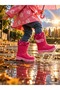 Girls' Princess Patterned Lined Non-Slip Sole Winter Rain Boots