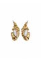 Oval Detailed Embossed Textured Gold Earrings