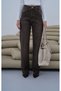 High Waist Cut-Out Leg Opening Jeans Brown - 6