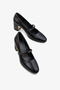 Women's Pointed Toe Thick Heeled Shoes Meaty Black Crocodile - 2