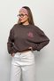 Women's Crew Neck Nyc Printed 3-Strand Sweatshirt Brown - 7184 - 4