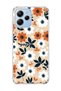 Poco M6 Pro 5g Compatible Orange White Flower Printed Transparent Phone Case