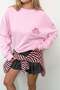 Women's Crew Neck Nyc Printed 3-Strand Sweatshirt Pink - 7184 - 2