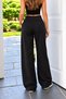 Young Girl Black Color 3 Yarns Thick Fabric High Waist Wide Leg Foldable Ribbed Sweatpants - 3