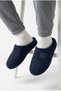 Men's Suede Textured House Slippers Closed Toe Open Back Soft Plush Winter Comfortable Slippers