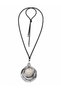 Geometric Plate Silver Leather Cord Adjustable Necklace