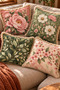 Blush Meadow Floral and Leaf Patterned Fringed Decorative Throw Pillow Cover Set of 4 |   Pink Green Vintage Living Room Decor - 2