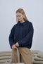 Shirt Collar Pleated Jacket Navy Blue - 2