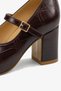 Women's Pointed Toe Thick Heeled Shoes Meaty Brown Crocodile - 5