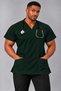 (E-Flex) Hunter Green Lycra Men's Single Top Non-Ironing Nurse and Doctor Uniform Scrubs Hospital Uniform