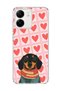 Redmi 13C Compatible Sausage Dog Red Heart Printed Transparent Phone Case
