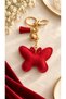 Red Zircon Stone Butterfly Bag Ornament Charm Keychain - 2