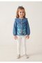 Girl's Ruffled Collar Butterfly Printed 100% Cotton Denim Printed Shirt