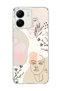 Redmi 13C Compatible Line Face Leaf Printed Transparent Phone Case