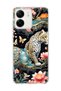 Redmi 13C Compatible Leopard Water Lily Printed Transparent Phone Case