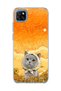 Redmi 9C Compatible Gray Cat Sunflower Printed Transparent Phone Case with Scarf