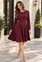 Timeless Elegance Women's Crew Neck Long Sleeve Flared Cut Stylish Crepe Dress - 5