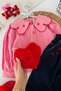 Plaid Girls' 3-Piece Set with Plush Heart Bag and Collar Detail - Red - 5