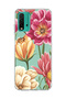 Redmi 9t Compatible Big Flower Mint Green Printed Transparent Phone Case