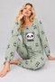 Women's Patterned Crew Neck Long Sleeve Printed Relaxed Cut Pajama Set