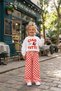 Cherry Printed Ciao Tutti Sweatshirt and Plaid Patterned Orange Tracksuit Girls' 3-Thread Bottom Top Set - 4