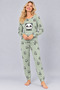 Women's Patterned Crew Neck Long Sleeve Printed Relaxed Cut Pajama Set - 2