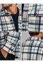 Winter Textured Plaid Pattern Fleece Shirt - 3