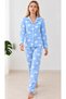 Women's Patterned Shirt Collar Blue Pajama Set 4831 - 3