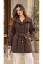 Women's Brown Standing Collar Shirt - 2