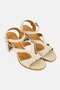 Women Luna Curled Adjustable Buckle Closure Sandals, Beige - 2