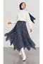 Women's Patterned 8-Piece Triangle Cut Asymmetrical Hijab Skirt with Elastic Waist - 3