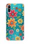Redmi 9A Compatible Colorful Flower Turquoise Printed Transparent Phone Case