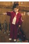 Girl's Burgundy Bowknot Tracksuit Set